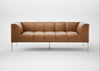 Quadro 3 Seater Sofa Leather Stonewash Toffee 277 / Stainless Steel