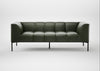 Quadro 3 Seater Sofa Leather Stonewash Vintage Green 278 / Black