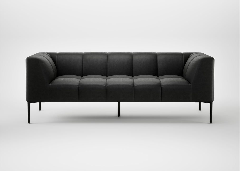 Quadro 3 Seater Sofa Linea Leather Black 622 / Black