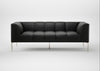 Quadro 3 Seater Sofa Linea Leather Black 622 / Stainless Steel