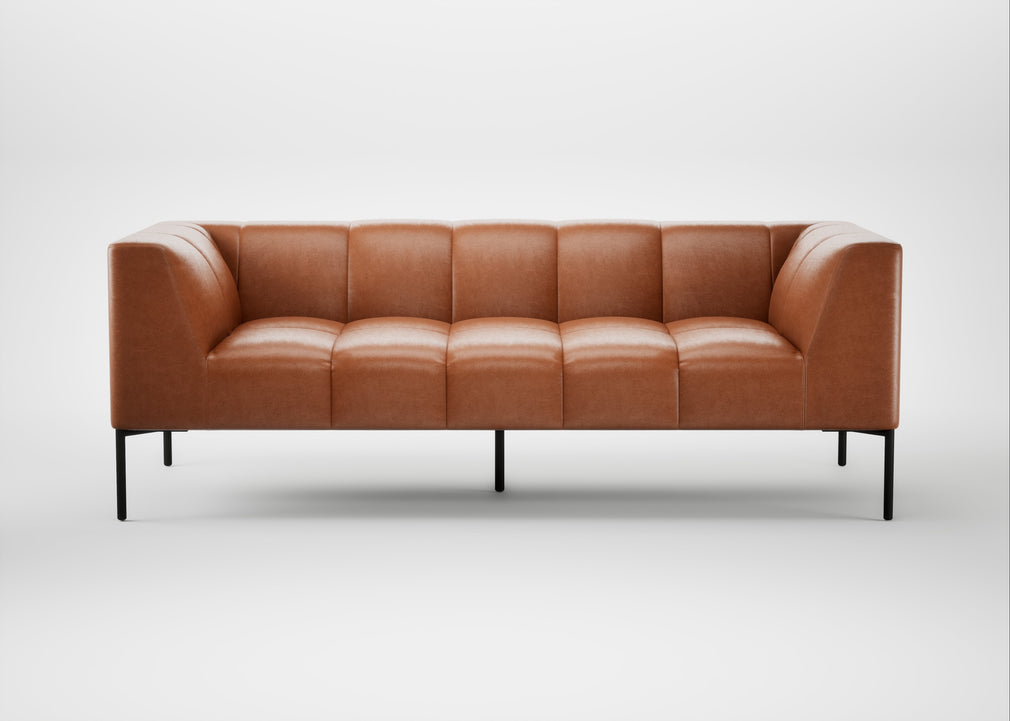 Quadro 3 Seater Sofa Linea Leather Brown 680 / Black
