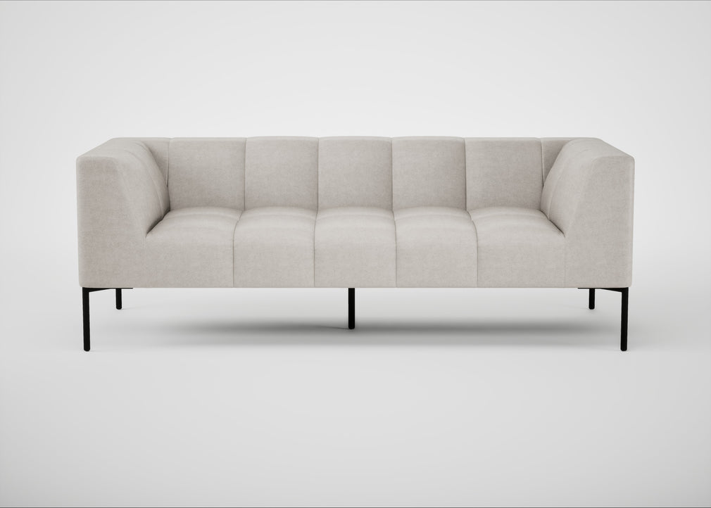 Quadro 3 Seater Sofa Linea Leather White 634 / Black