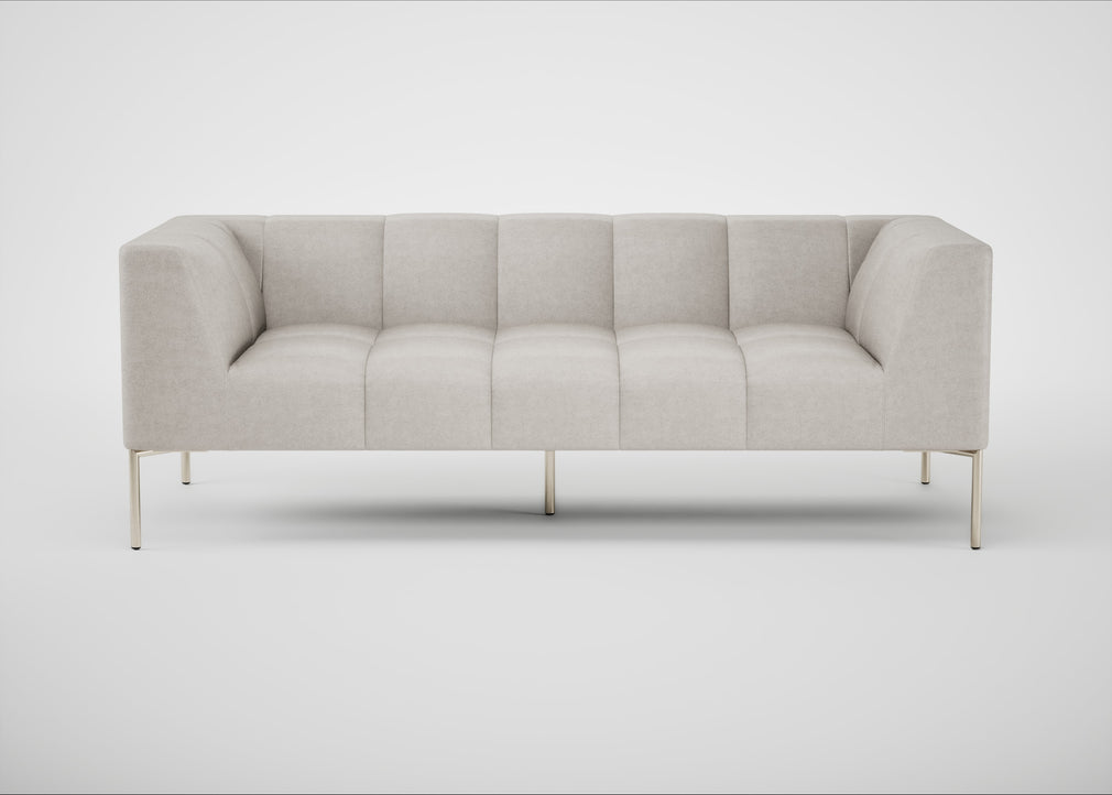 Quadro 3 Seater Sofa Linea Leather White 634 / Stainless Steel