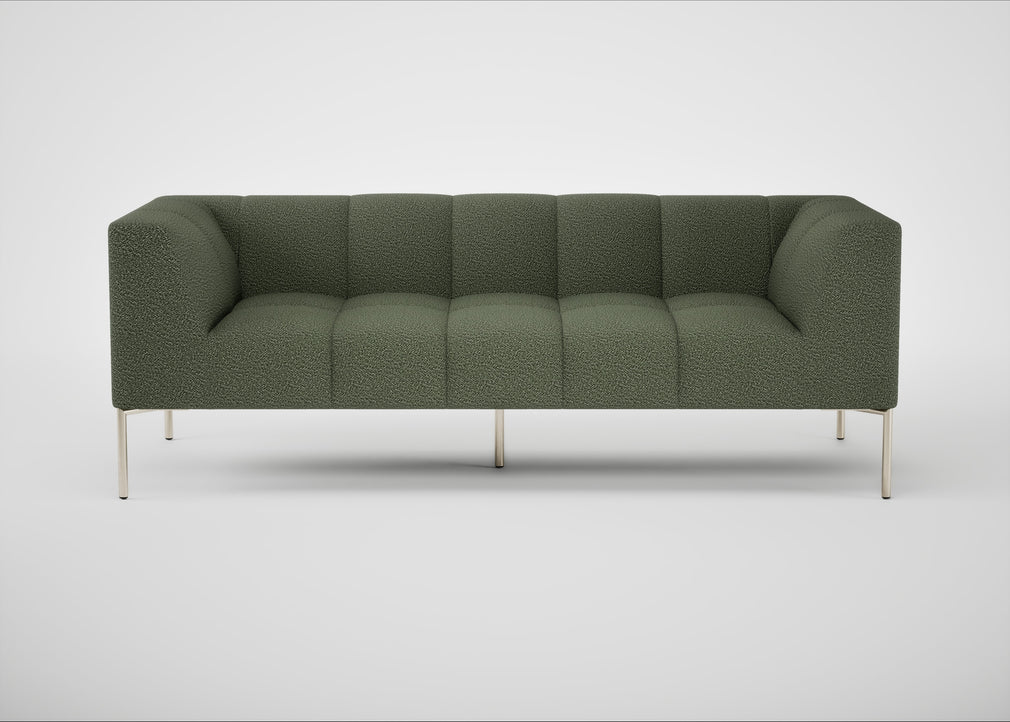 Quadro 3 Seater Sofa Loop Boucle Forest / Stainless Steel