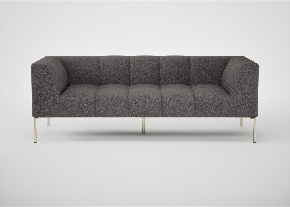 Quadro 3 Seater Sofa Loop Boucle Granite / Stainless Steel
