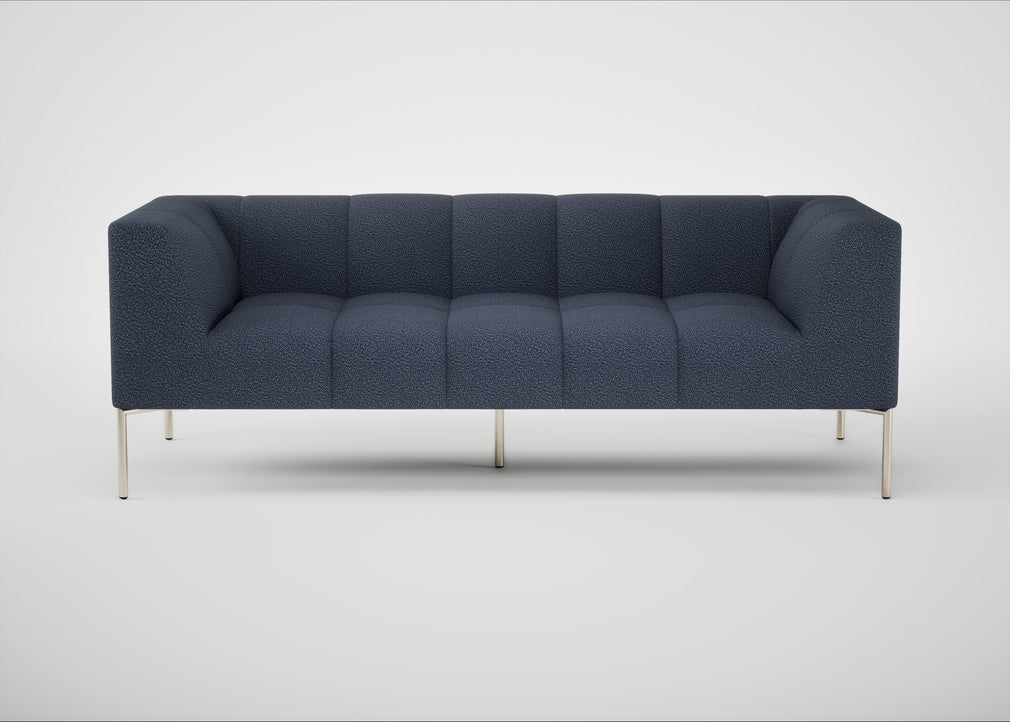 Quadro 3 Seater Sofa Loop Boucle Navy / Stainless Steel