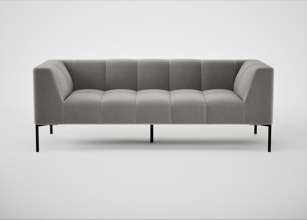 Quadro 3 Seater Sofa Nobilis Velvet Dolphin / Black