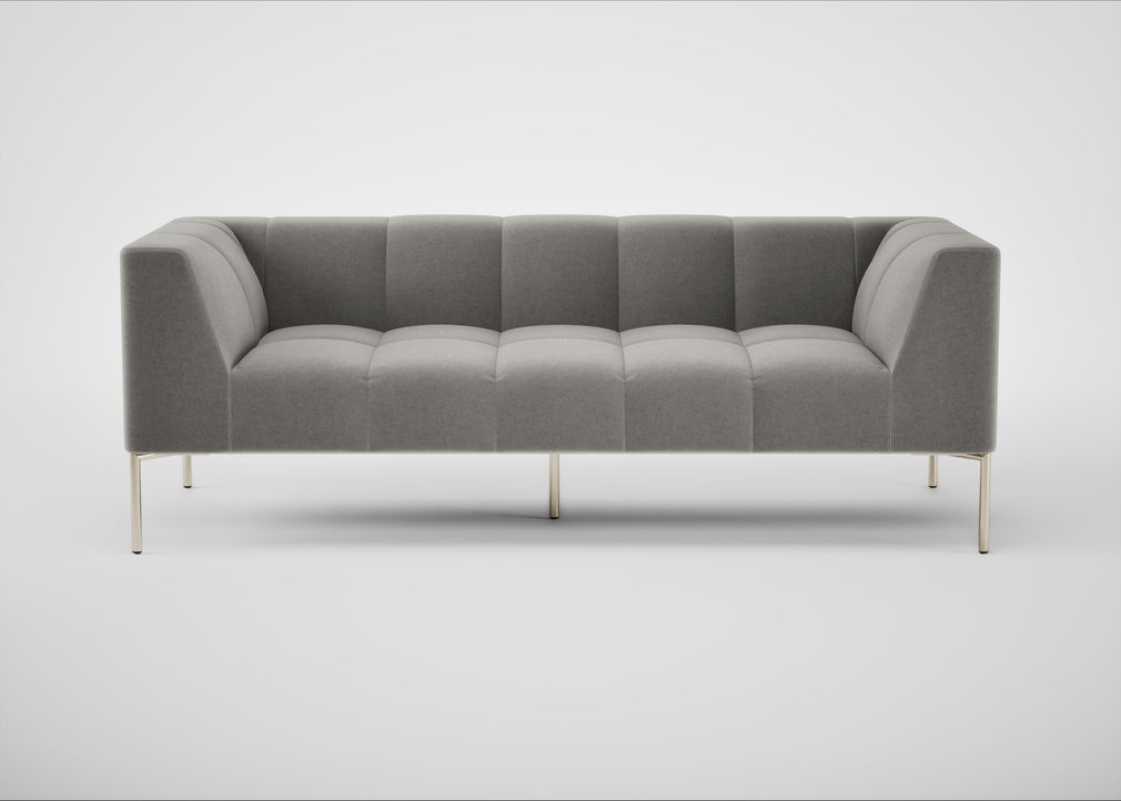 Quadro 3 Seater Sofa Nobilis Velvet Dolphin / Stainless Steel