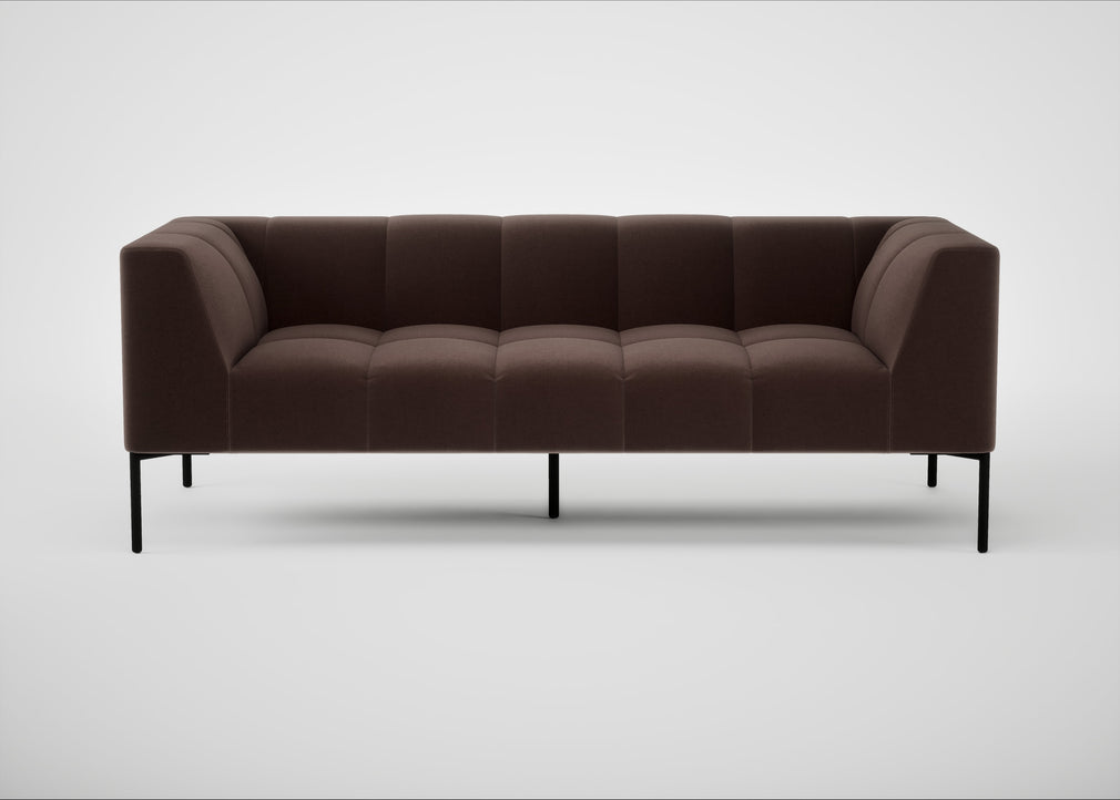 Quadro 3 Seater Sofa Nobilis Velvet Espresso / Black