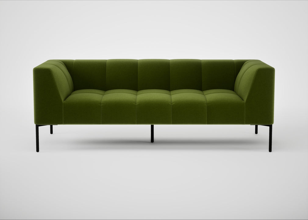 Quadro 3 Seater Sofa Nobilis Velvet Leaf / Black