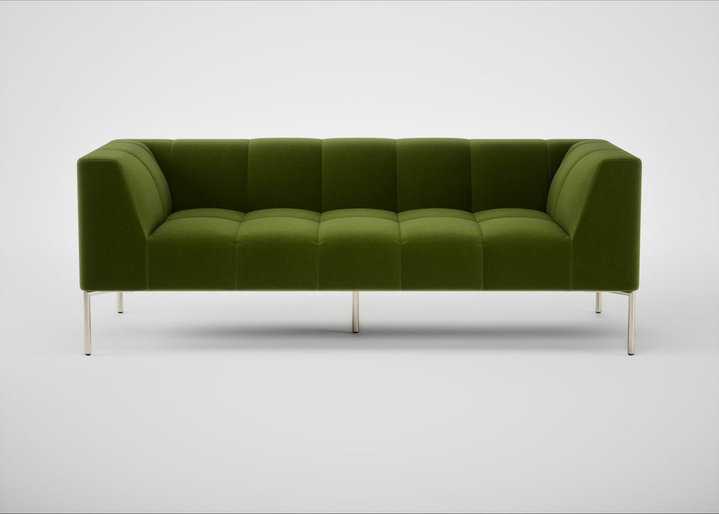Quadro 3 Seater Sofa Nobilis Velvet Leaf / Stainless Steel