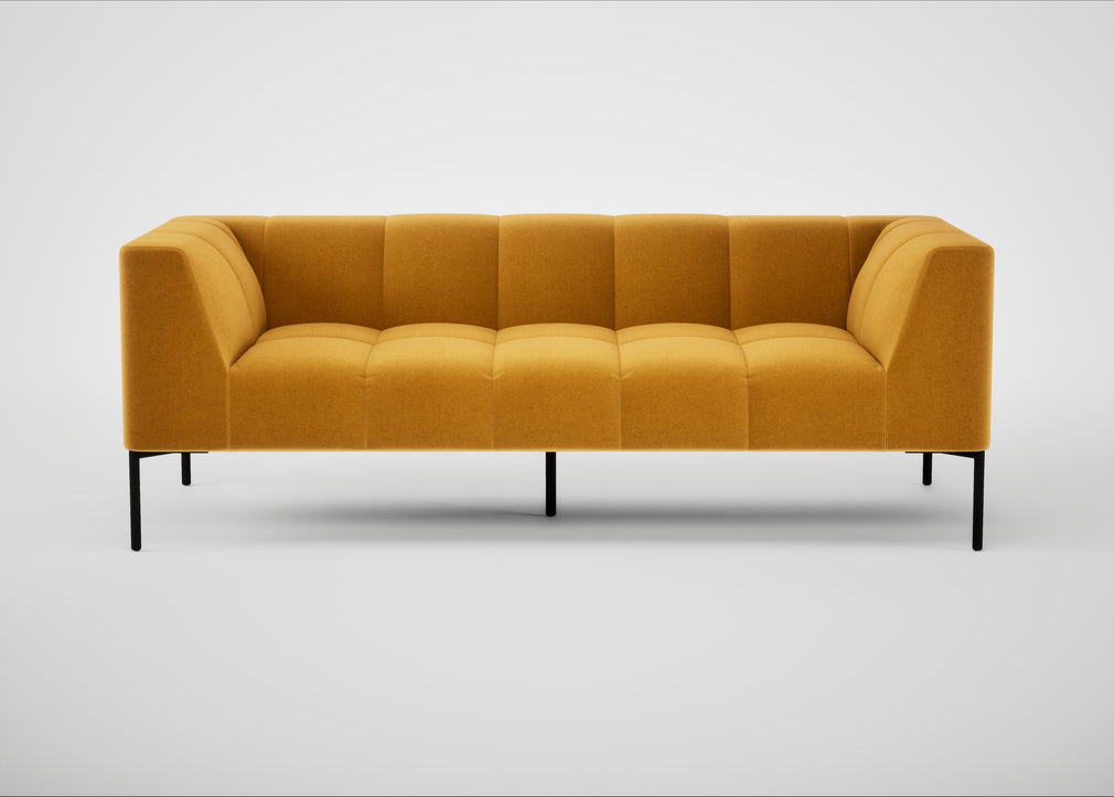 Quadro 3 Seater Sofa Nobilis Velvet Mustard / Black