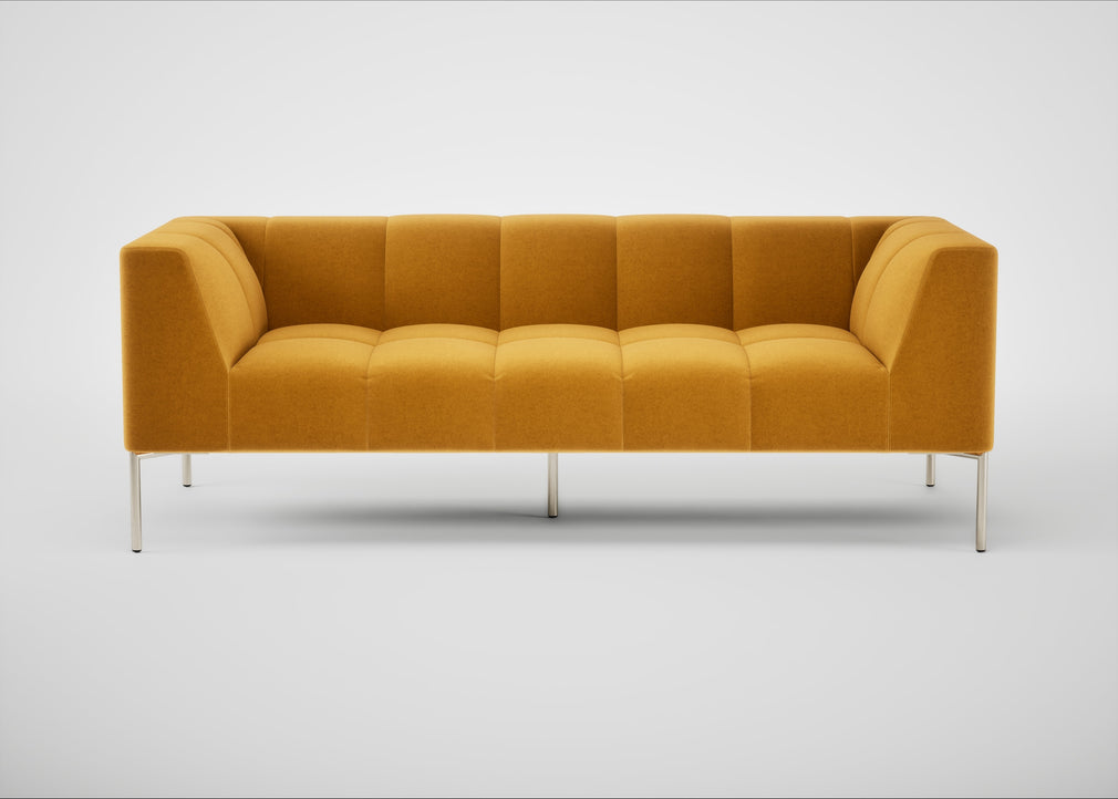 Quadro 3 Seater Sofa Nobilis Velvet Mustard / Stainless Steel