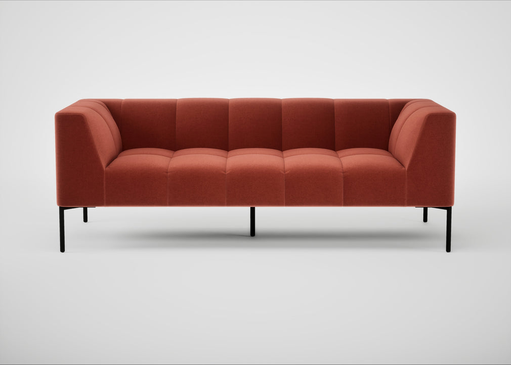 Quadro 3 Seater Sofa Nobilis Velvet Rust / Black