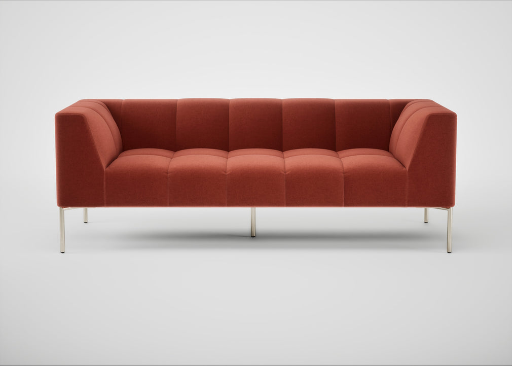 Quadro 3 Seater Sofa Nobilis Velvet Rust / Stainless Steel