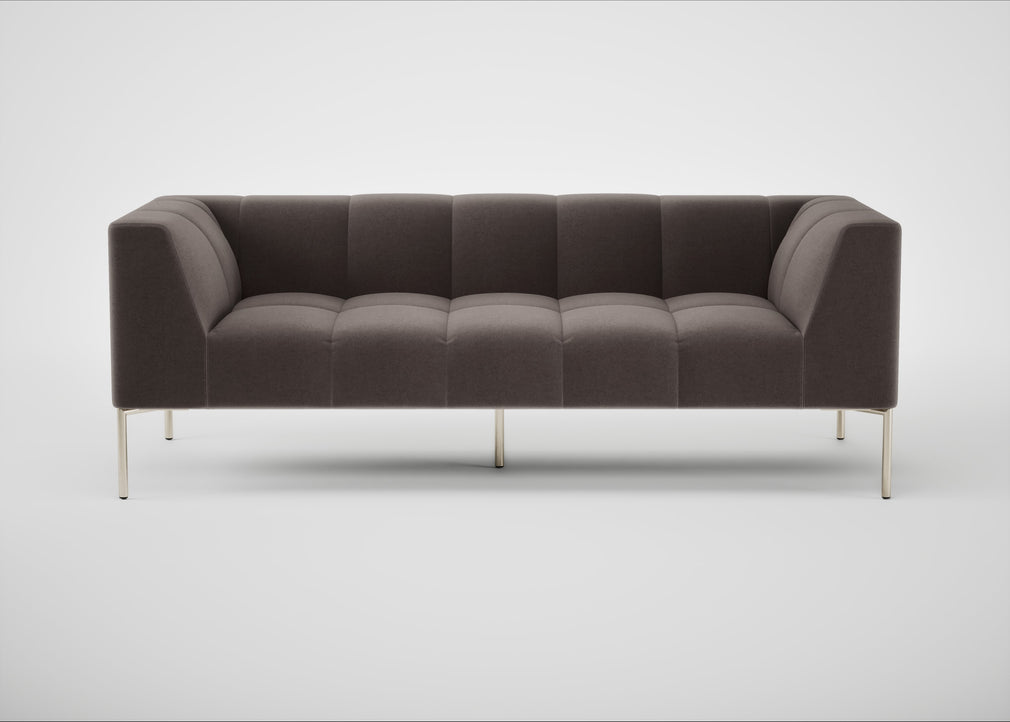 Quadro 3 Seater Sofa Nobilis Velvet Sable / Stainless Steel