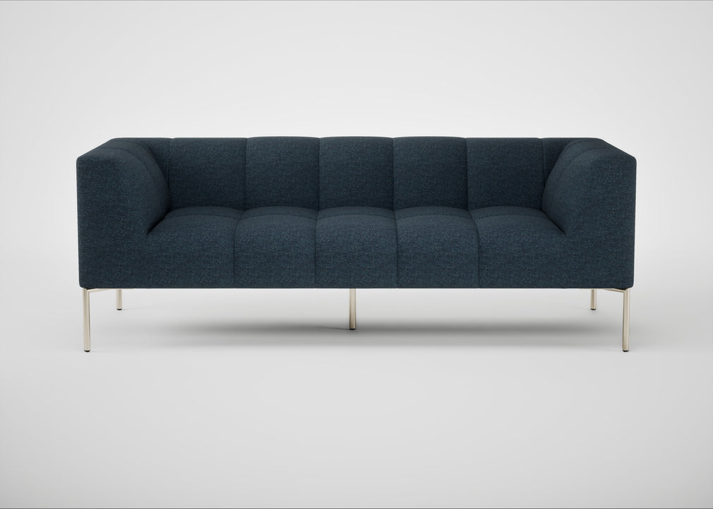 Quadro 3 Seater Sofa Siena Cotton Deep Sea / Stainless Steel