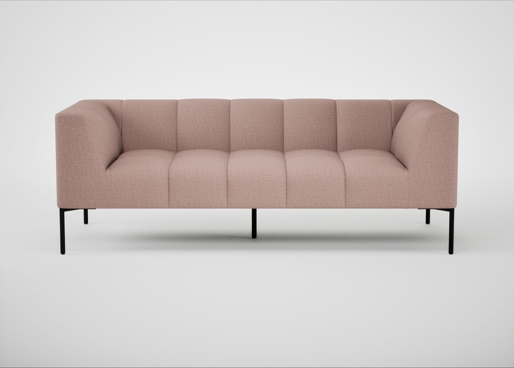 Quadro 3 Seater Sofa Siena Cotton Dusky Pink / Black