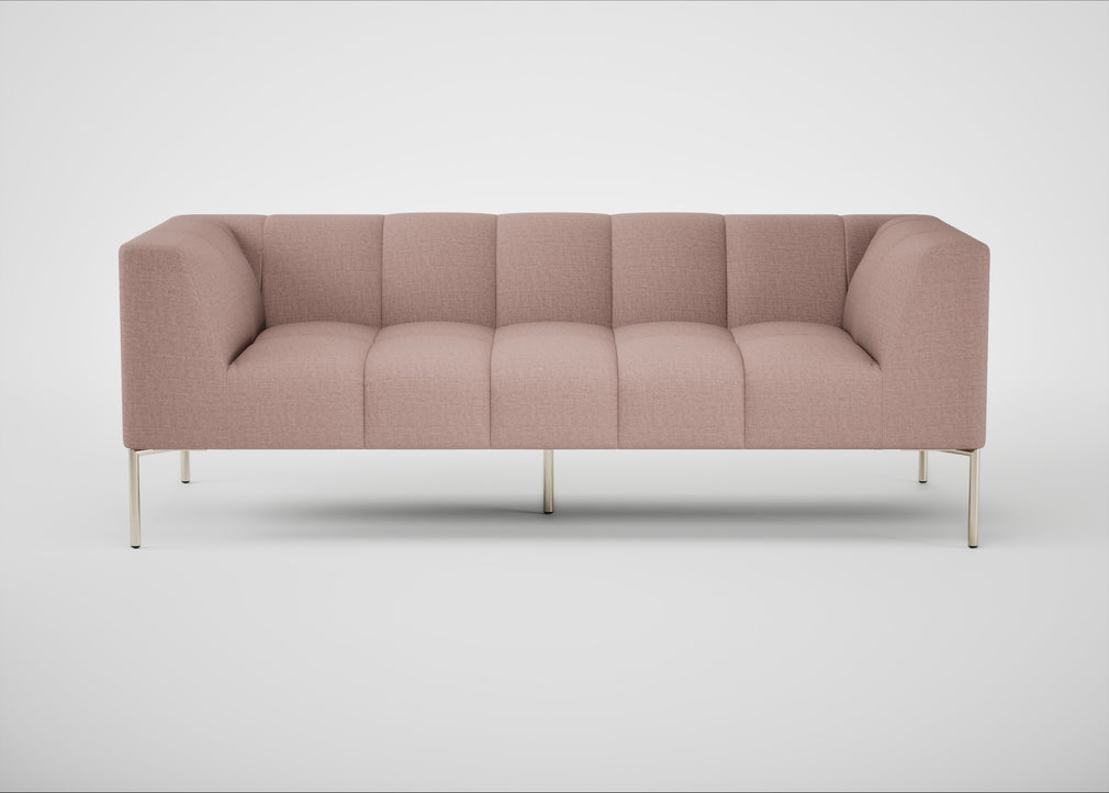 Quadro 3 Seater Sofa Siena Cotton Dusky Pink / Stainless Steel