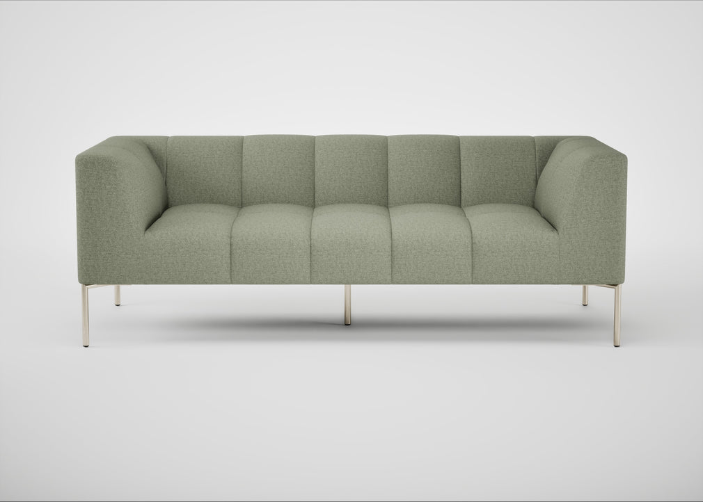 Quadro 3 Seater Sofa Siena Cotton Pistachio / Stainless Steel