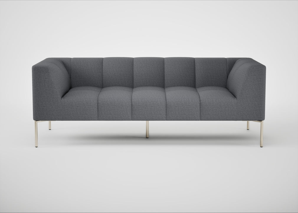 Quadro 3 Seater Sofa Siena Cotton Shale Grey / Stainless Steel