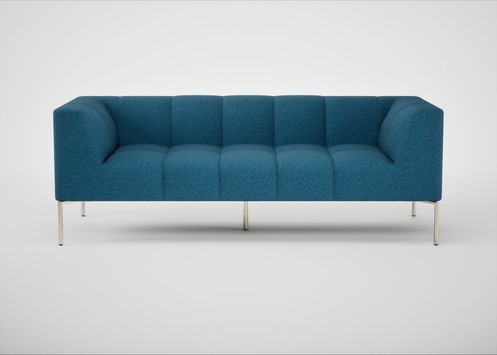 Quadro 3 Seater Sofa St Moritz Wool Blue / Stainless Steel