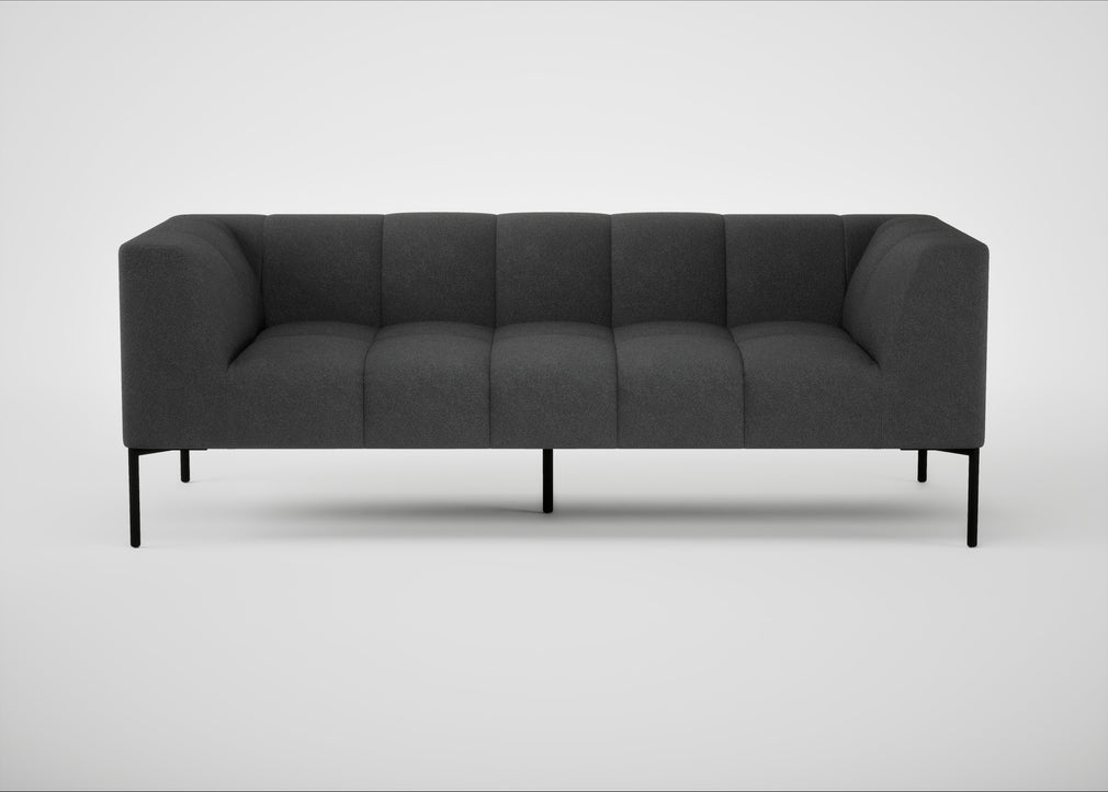 Quadro 3 Seater Sofa St Moritz Wool Grey / Black