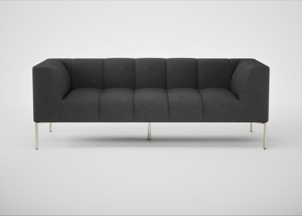 Quadro 3 Seater Sofa St Moritz Wool Grey / Stainless Steel