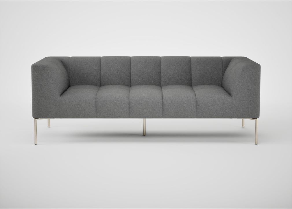 Quadro 3 Seater Sofa St Moritz Wool Light Grey / Stainless Steel