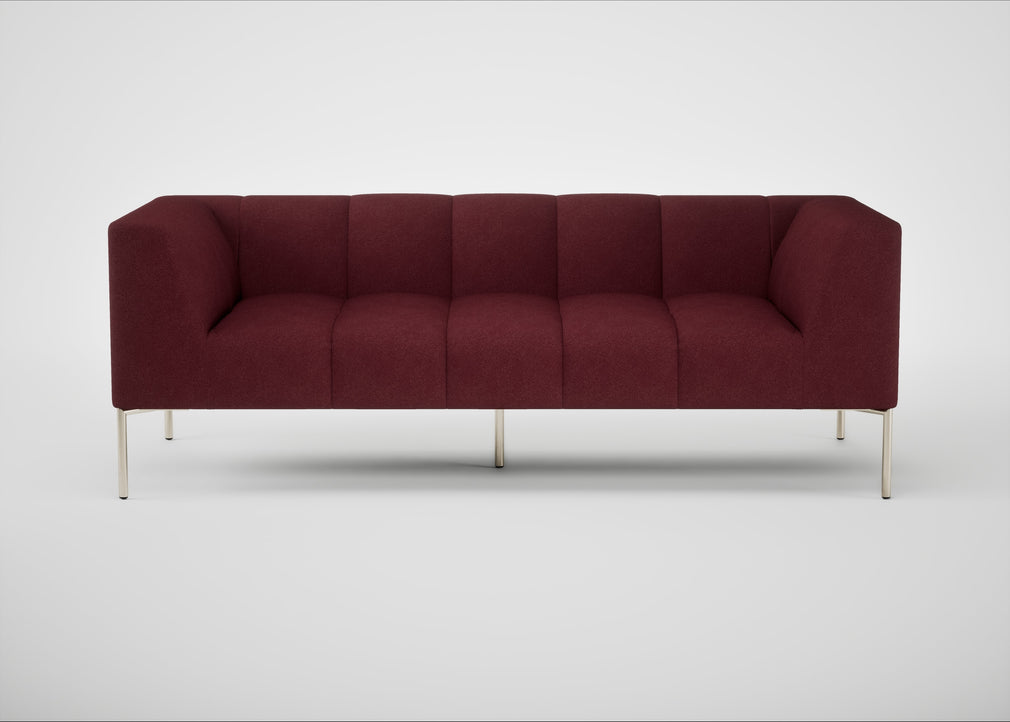 Quadro 3 Seater Sofa St Moritz Wool Red / Stainless Steel