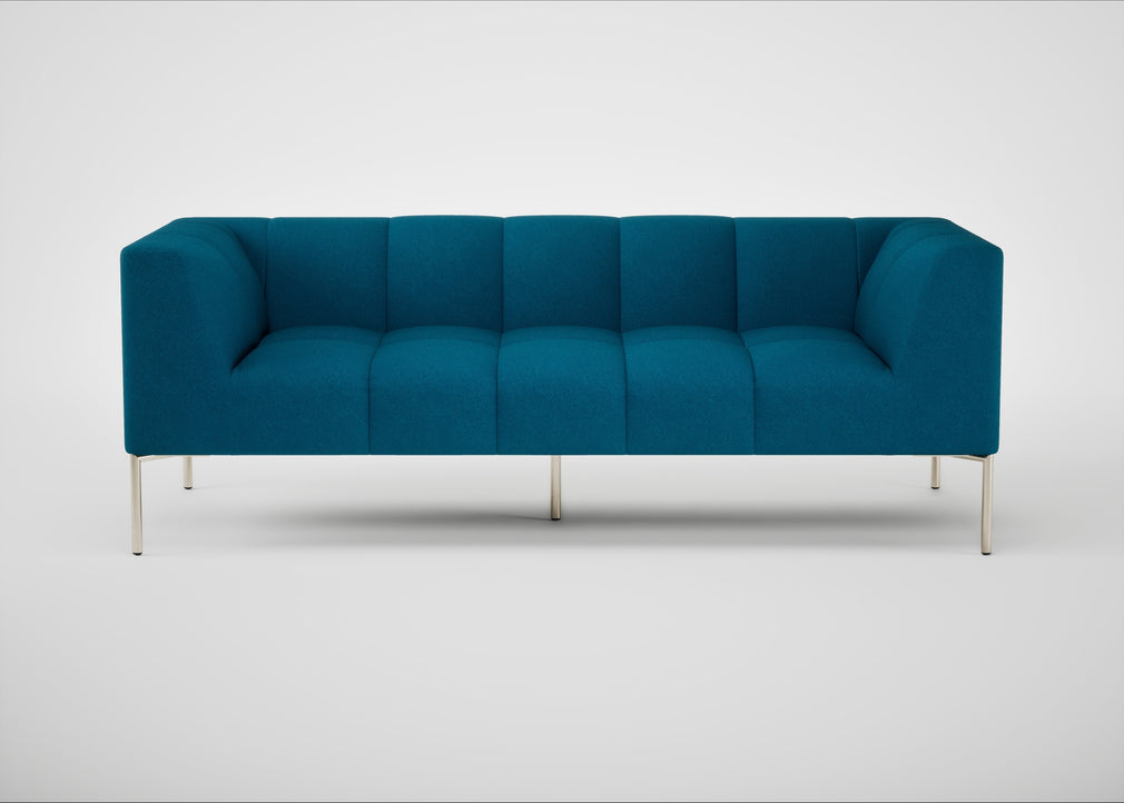 Quadro 3 Seater Sofa St Moritz Wool Teal / Stainless Steel
