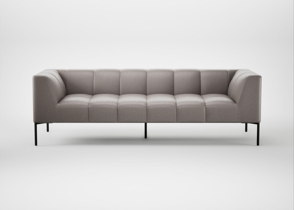 Quadro 4 Seater Sofa Daino Leather Elephant / Black