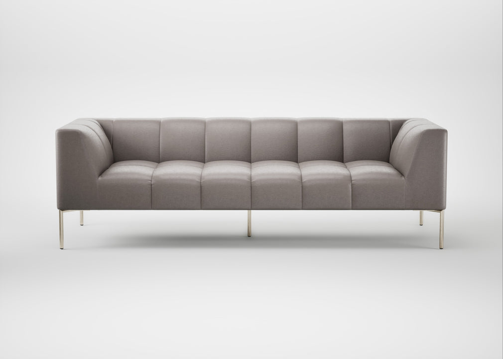 Quadro 4 Seater Sofa Daino Leather Elephant / Stainless Steel