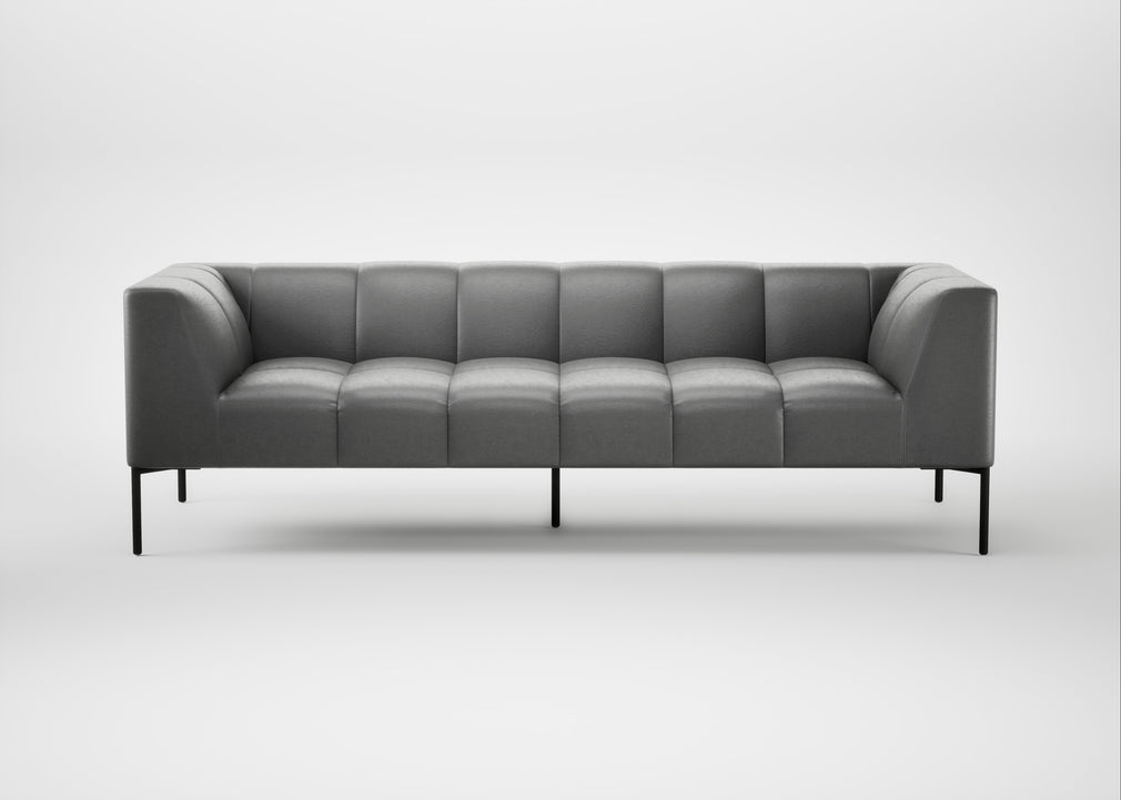Quadro 4 Seater Sofa Daino Leather Steel / Black