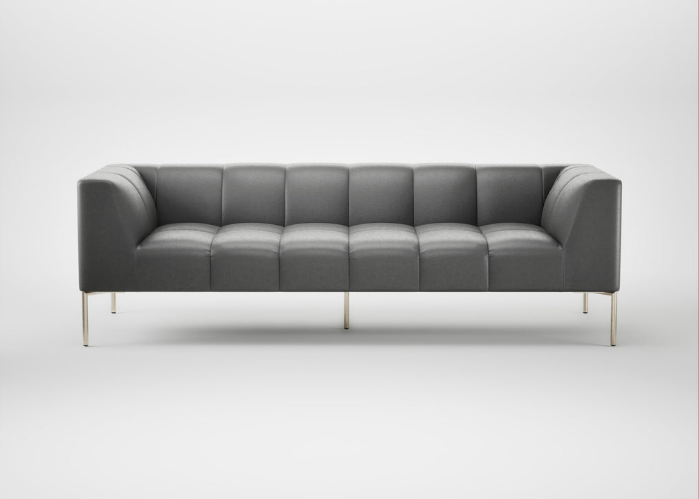Quadro 4 Seater Sofa Daino Leather Steel / Stainless Steel
