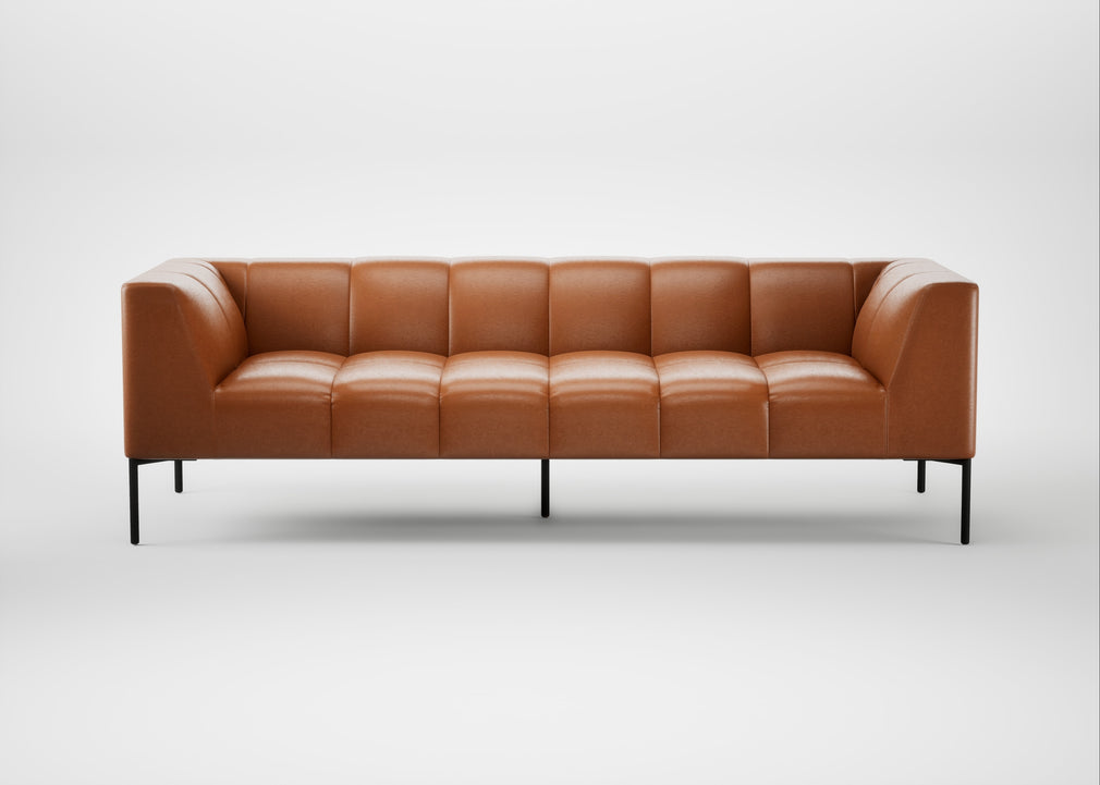 Quadro 4 Seater Sofa Daino Leather Treacle / Black