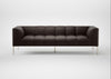 Quadro 4 Seater Sofa Leather Grain Chocolate 066 / Stainless Steel