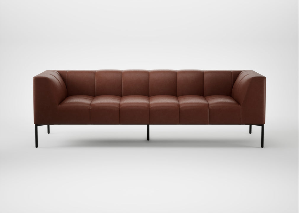 Quadro 4 Seater Sofa Leather Grain Dark Brown 068 / Black