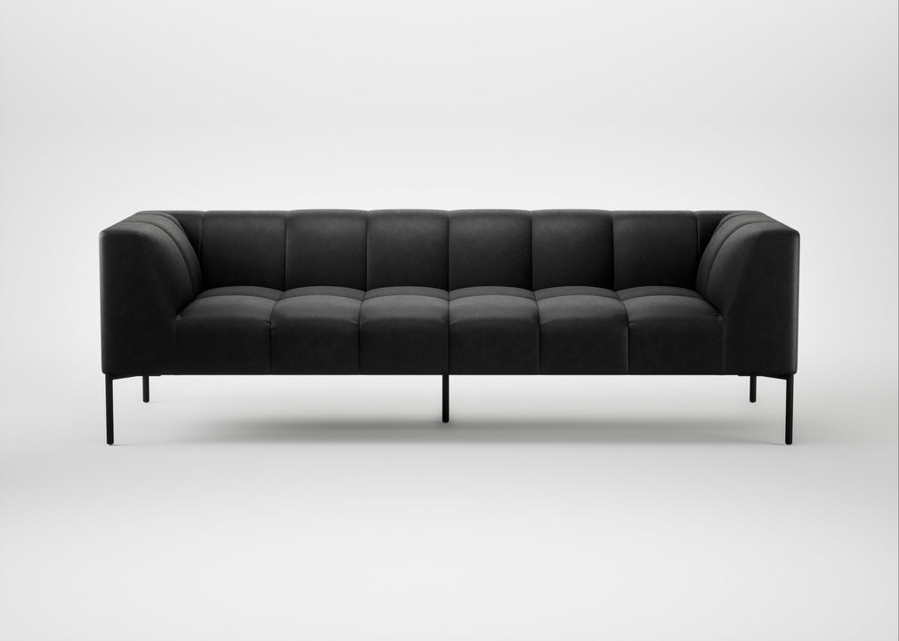 Quadro 4 Seater Sofa Leather Grain Graphite 063 / Black