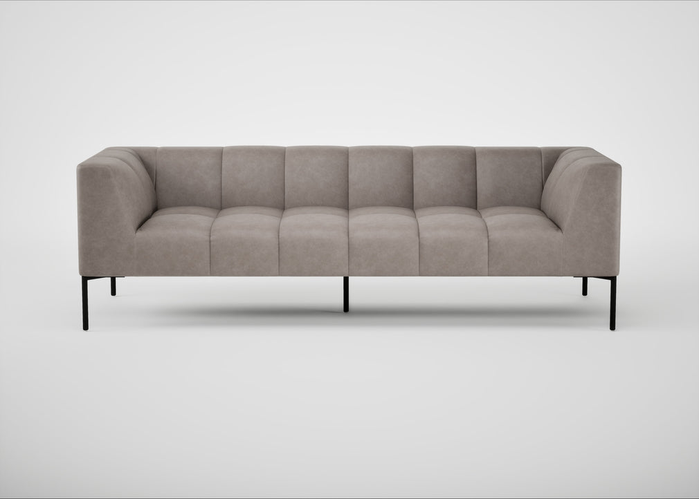 Quadro 4 Seater Sofa Leather Grain Light Grey 060 / Black