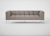 Quadro 4 Seater Sofa Leather Grain Light Grey 060 / Stainless Steel