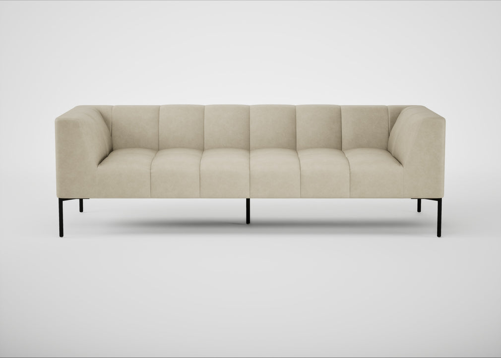 Quadro 4 Seater Sofa Leather Grain Storm 006 / Black