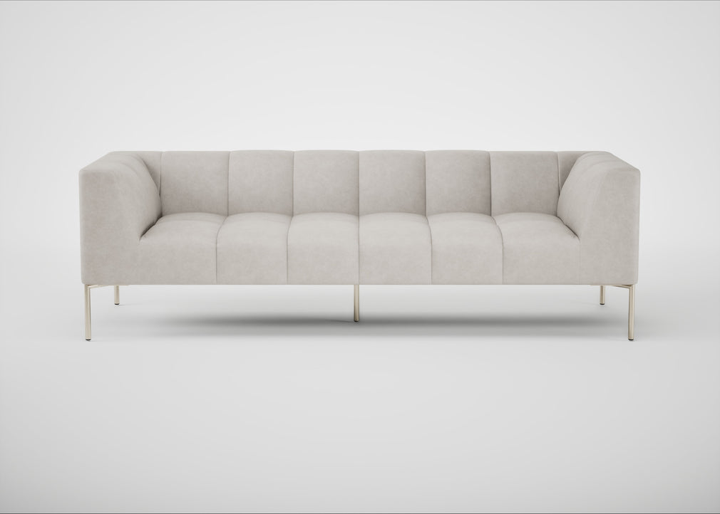 Quadro 4 Seater Sofa Leather Grain White 000 / Stainless Steel