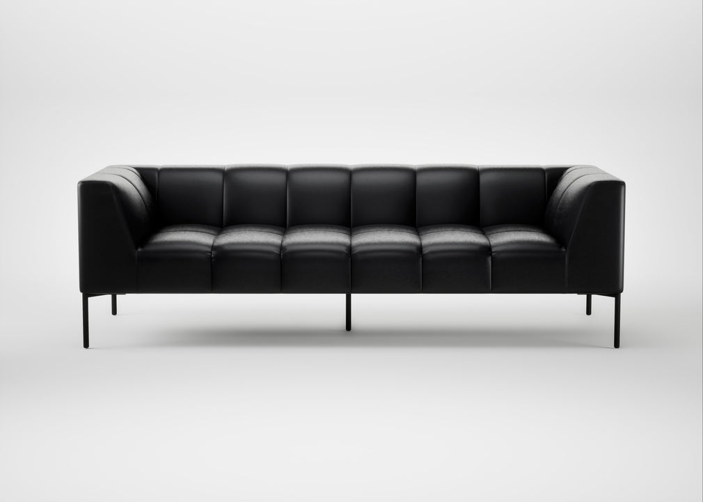 Quadro 4 Seater Sofa Leather Stonewash Black 263 / Black