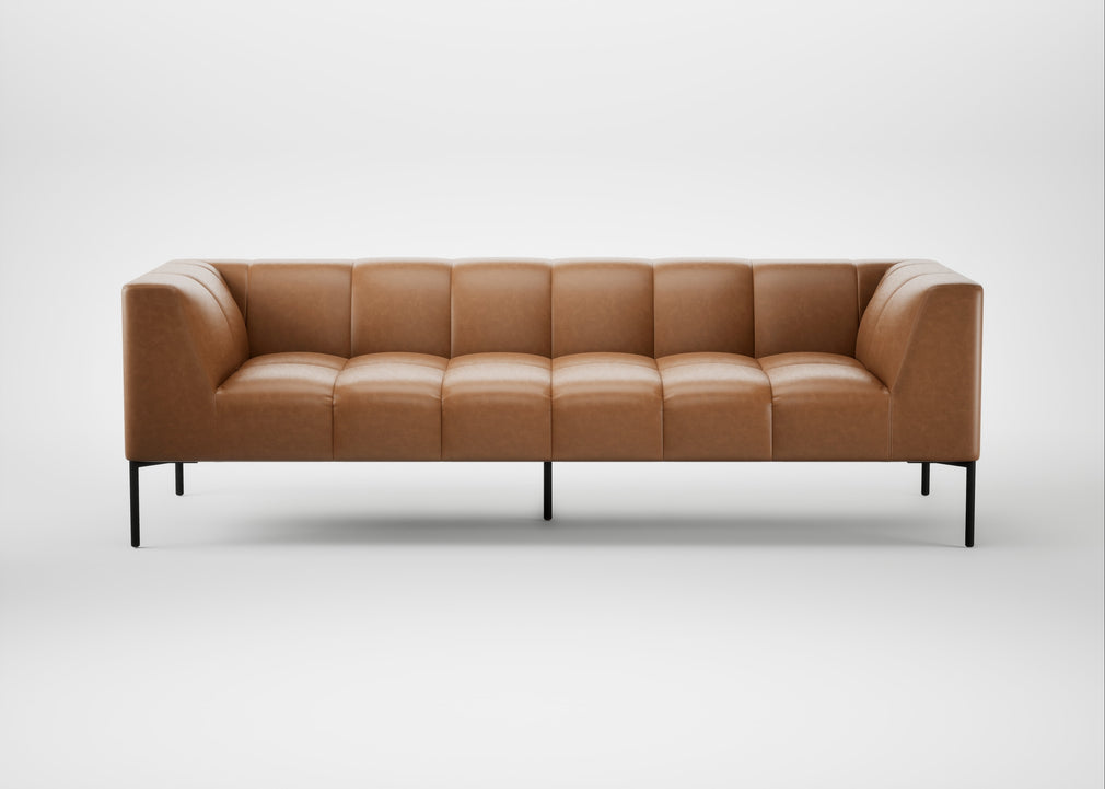 Quadro 4 Seater Sofa Leather Stonewash Toffee 277 / Black