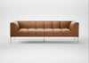 Quadro 4 Seater Sofa Leather Stonewash Toffee 277 / Stainless Steel