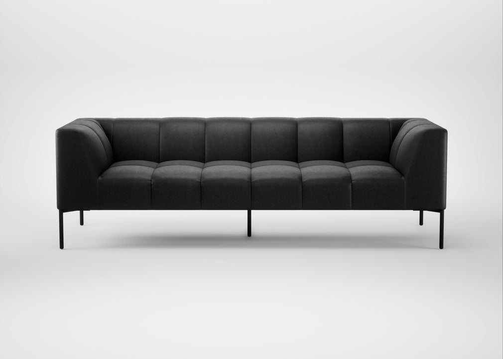 Quadro 4 Seater Sofa Linea Leather Black 622 / Black