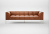 Quadro 4 Seater Sofa Linea Leather Brown 680 / Stainless Steel
