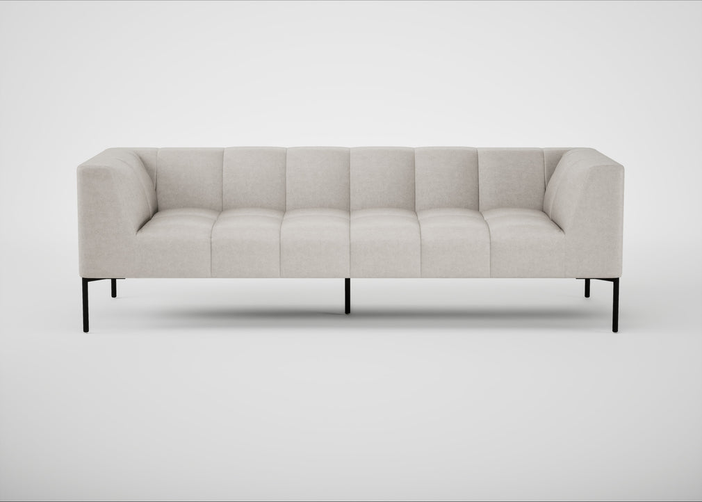 Quadro 4 Seater Sofa Linea Leather White 634 / Black