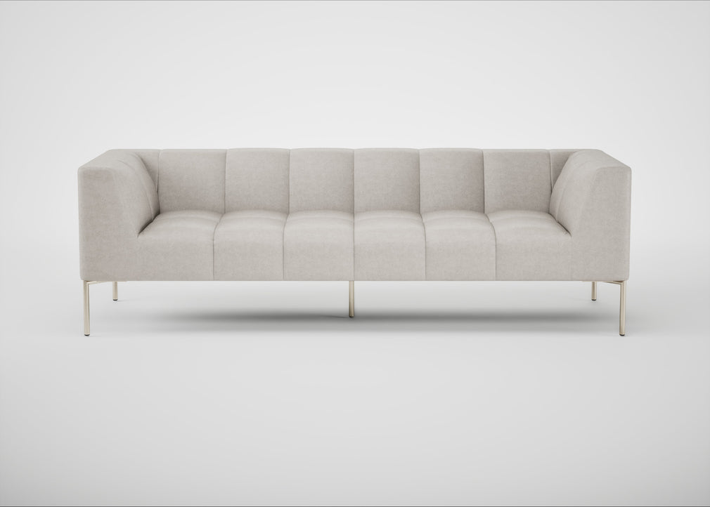 Quadro 4 Seater Sofa Linea Leather White 634 / Stainless Steel